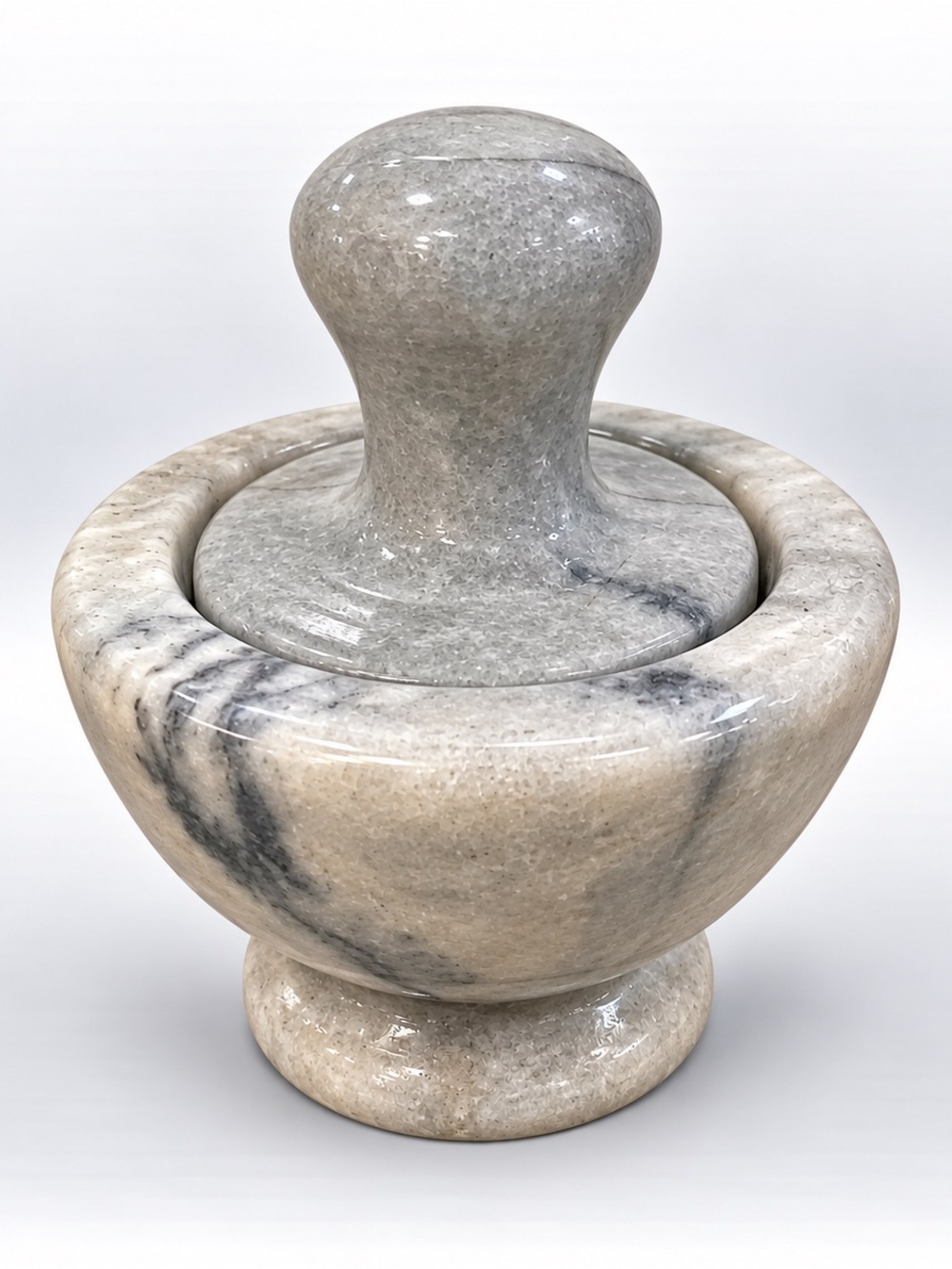 Vintage Italian Marble Mortar & Pestle 1.15 LB Solid Stone